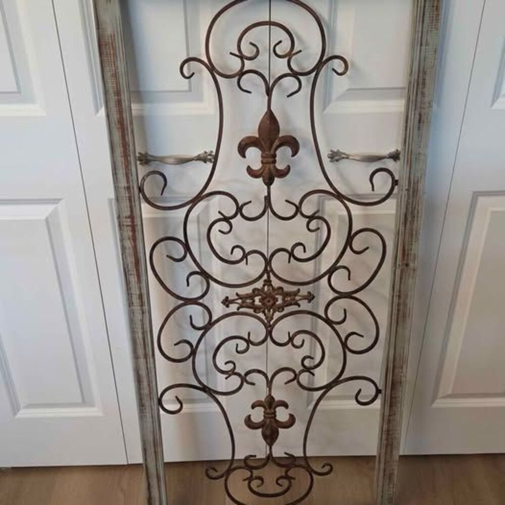 Rustic Wood and Metal Scroll Wall Decor